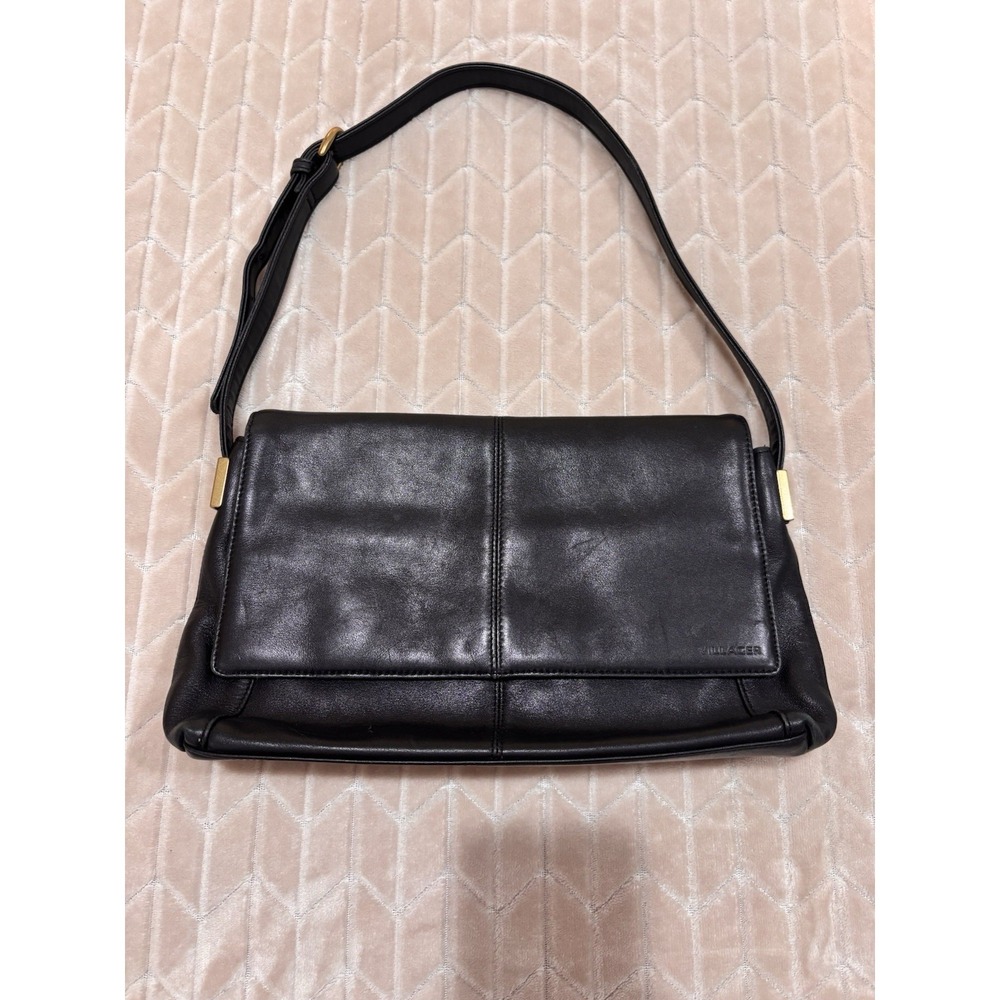 Vintage Liz Claiborne Villager Black Leather Shoulder Bag Office Siren Y2K Purse